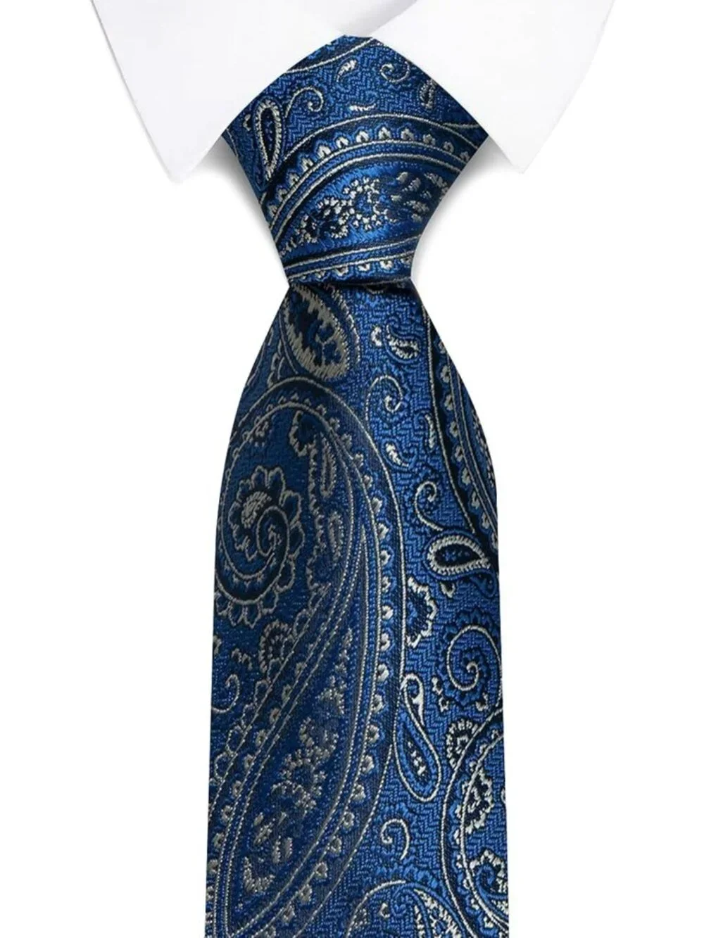 🆕Men's Royal Blue 100% Microfiber Paisley Slim Formal Necktie For Wedding Dress